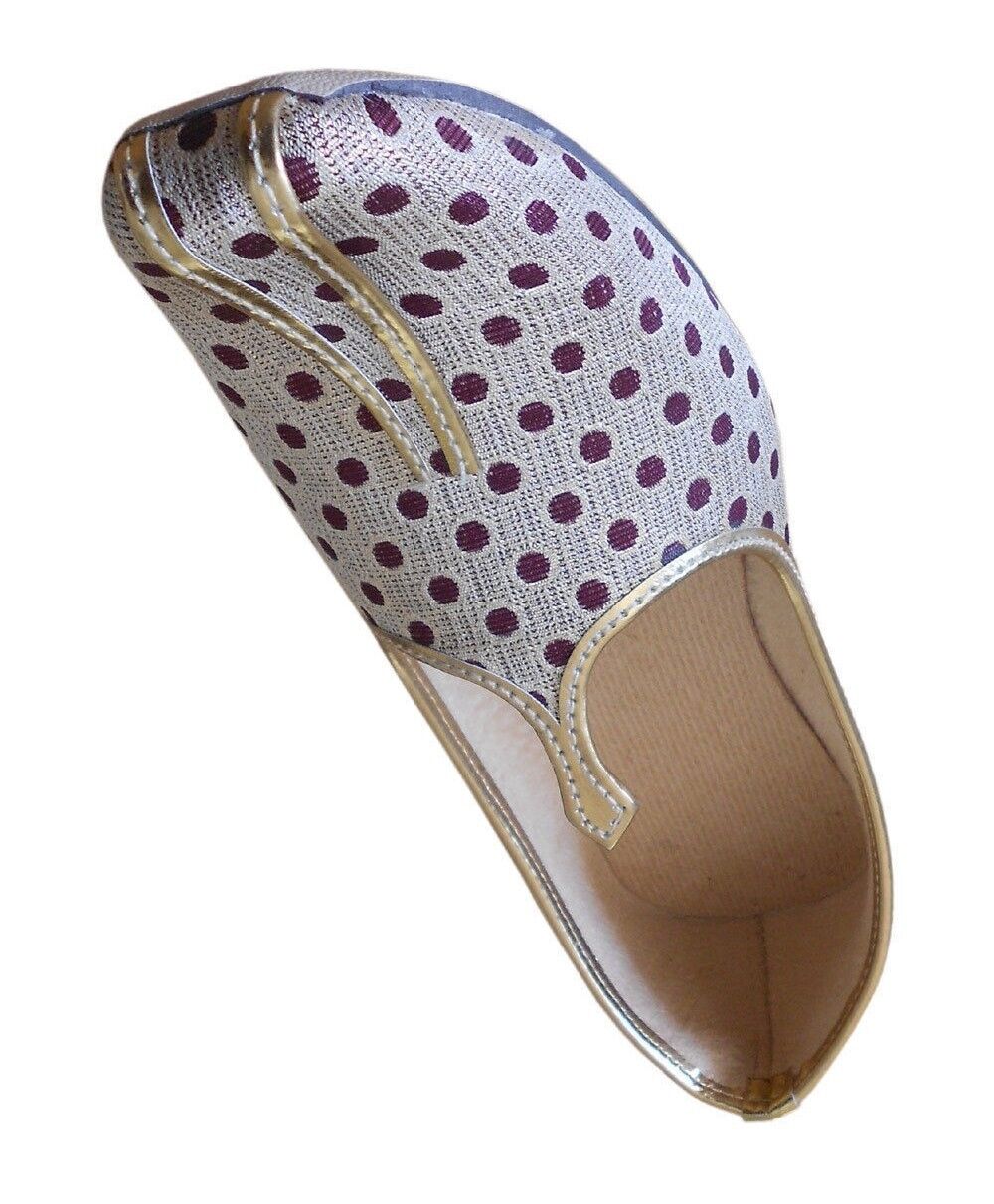Men Shoes Indian Mojaries Sherwani Jutties Handmade Cream Groom Khussa Flip-Flops Flat US 6-12