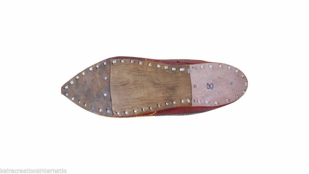 Men Shoes Indian Traditional Handmade Leather Mojaries Brown Jutties Espadrilles Khussa Flip-Flop Flat US 7/8
