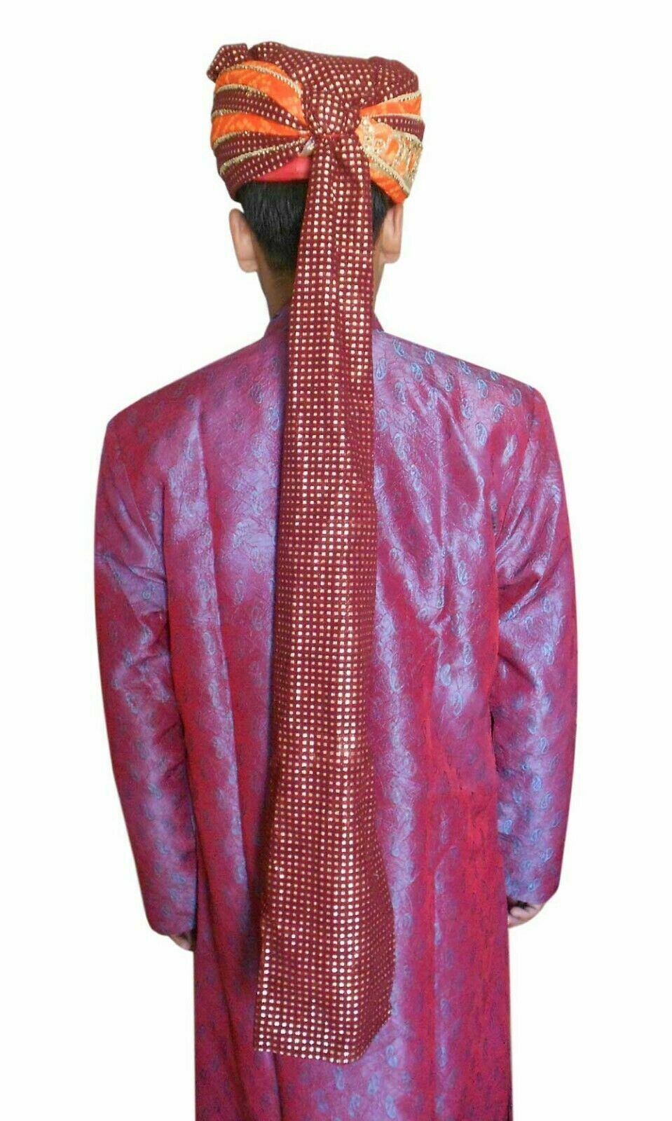 Men Hat Sherwani Groom Pagri Handmade Safa Indian Wedding Turban Large 23"