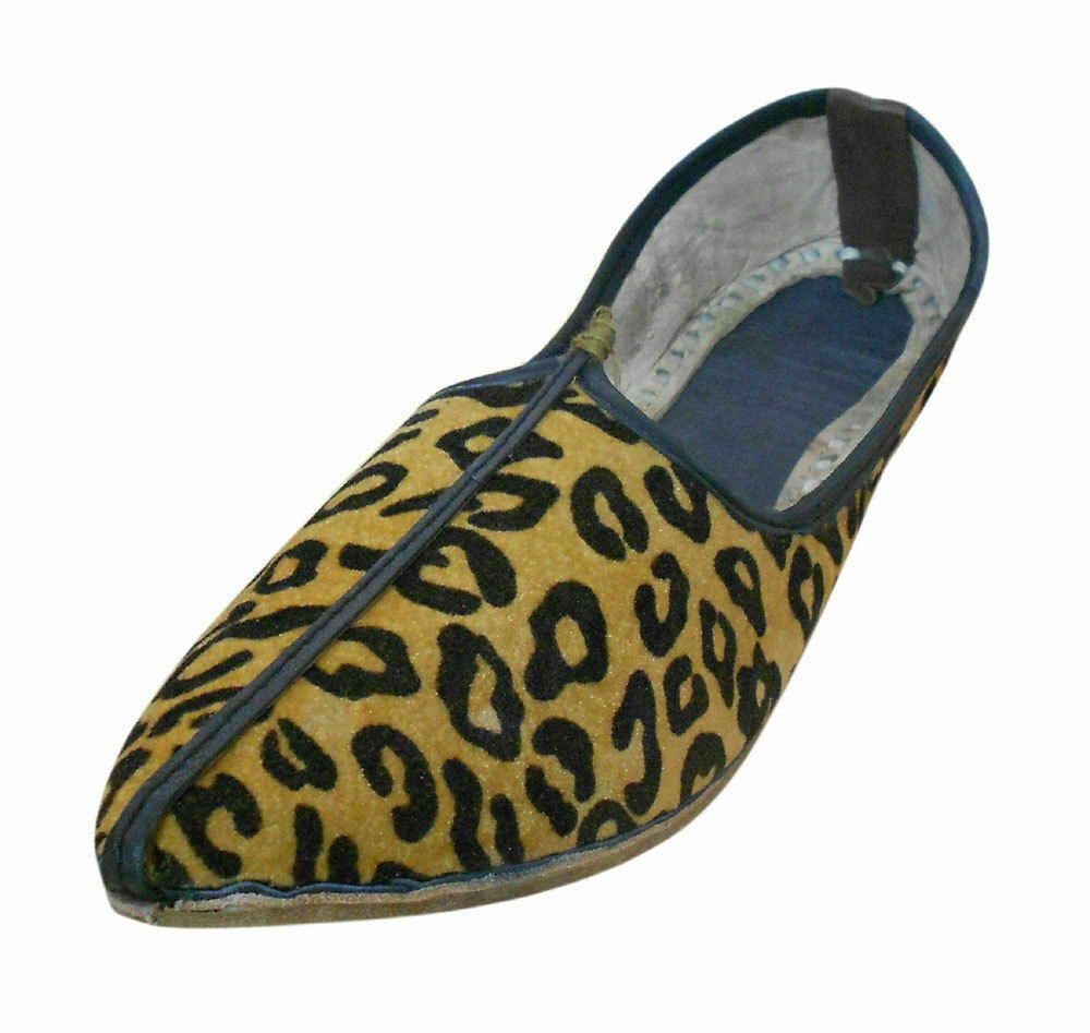 Men Shoes Indian Handmade Mojaries Ethnic Loafers Brown Leather Jutties Flip-Flops Flat US 7