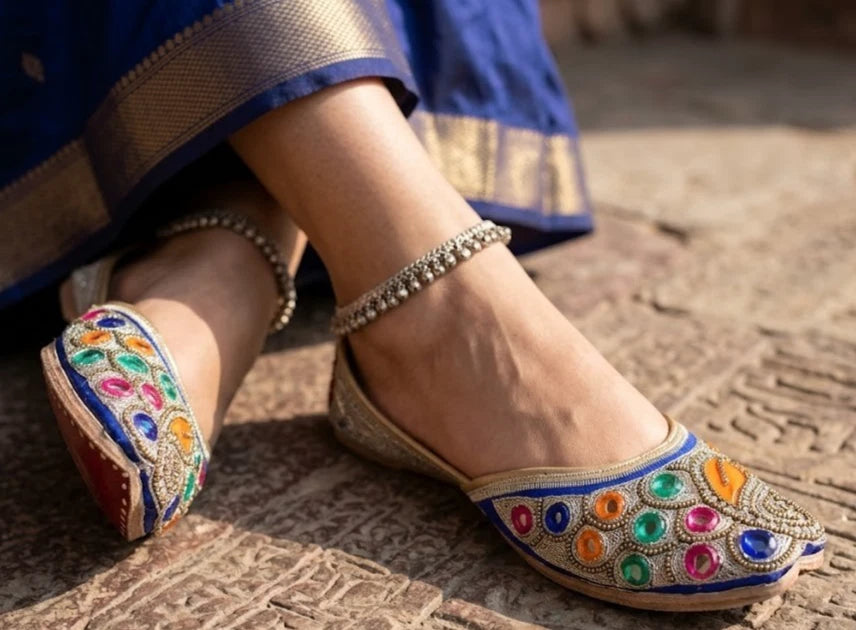 Traditional Indian Jutti for Women Multicolor Embroidery Mojari