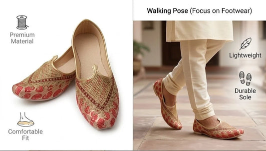 Men Wedding Mojari Multicolor Handmade Synthetic Jutti