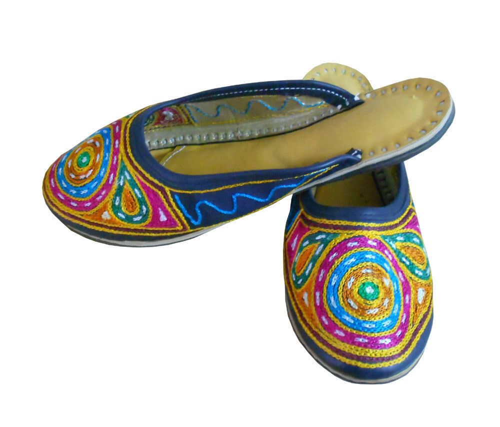 Women Slippers Indian Traditional Multi-Color Handmade Boho Clogs Jutties Flip-Flops Flat US 10