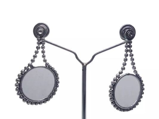 Women Earrings Jewelry Indian Style Bridal Brass Silver Oxidised Earrings By Kalra Creations