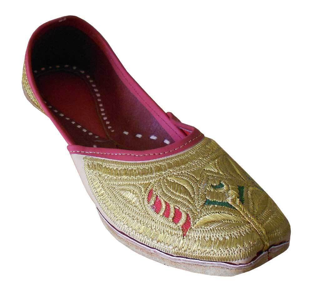 Women Shoes Handmade Leather Wedding Khussa Loafers Casual Mojaries Indian Jutties Flip-Flops Flat US 6-10
