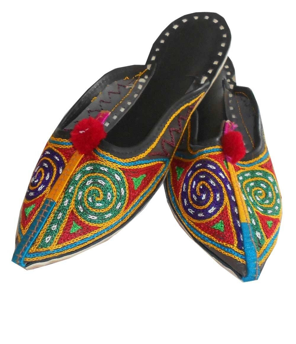 Women Shoes Indian Handmade Slippers Multi-Color Clogs Jutties Wedding Khussa Loafers Flip-Flops Flat US 4