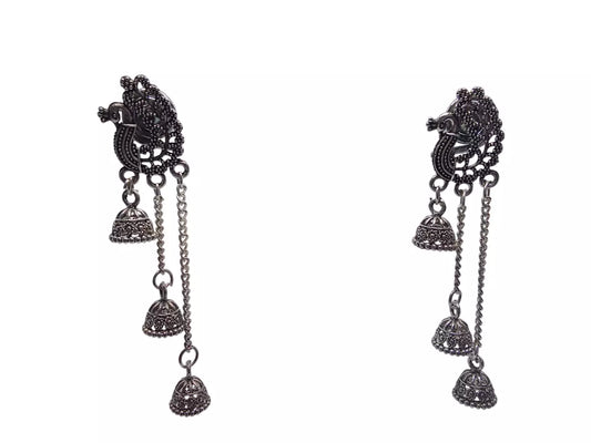 Women Earrings Brass Earrings Jewelry Indian Bollywood Style Bridal Silver Oxidised By Kalra Creations