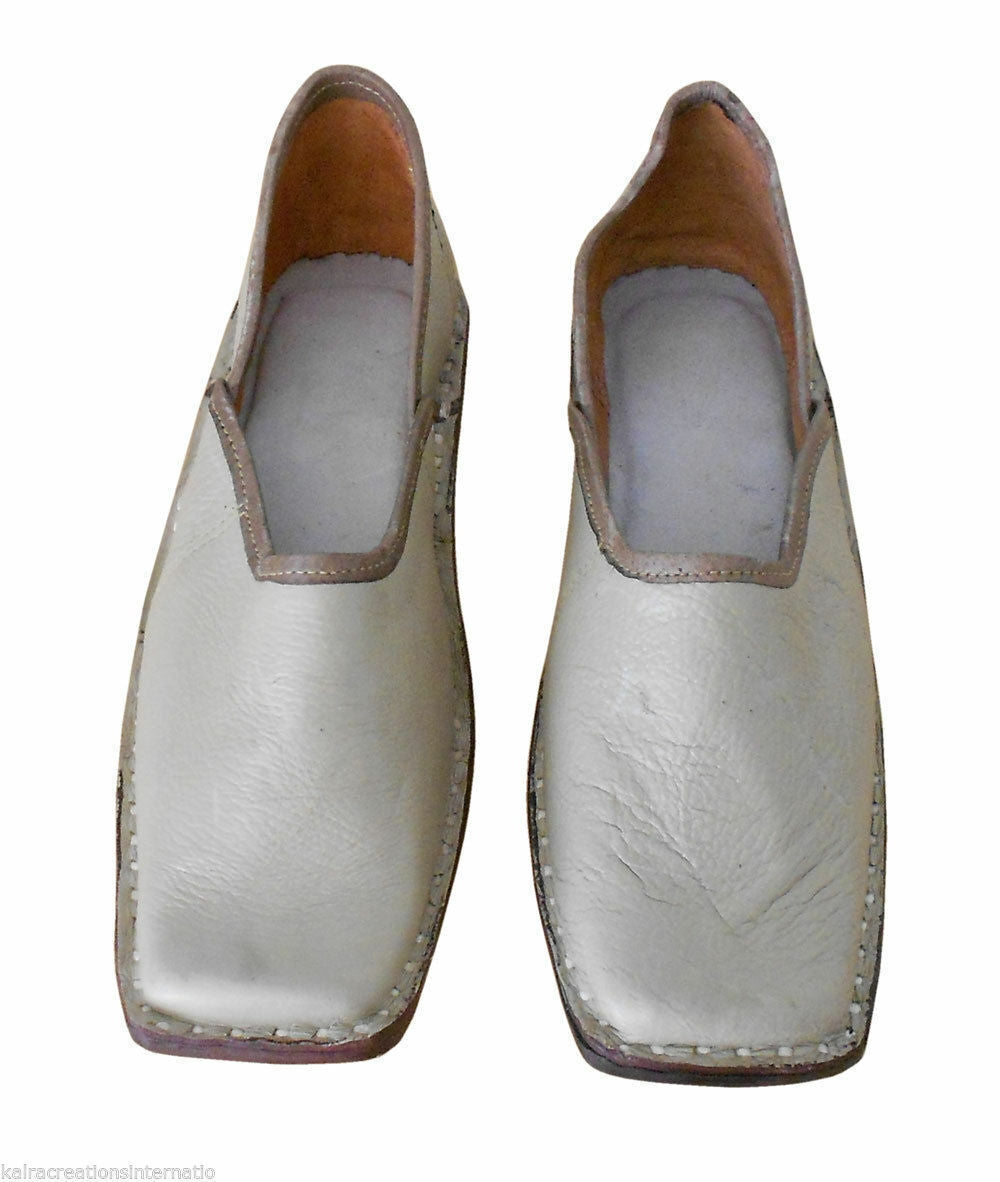 Men Shoes Indian Handmade Casual Jutties Leather Tan Color Loafers Mojaries Flip-Flops Flat US 8/9