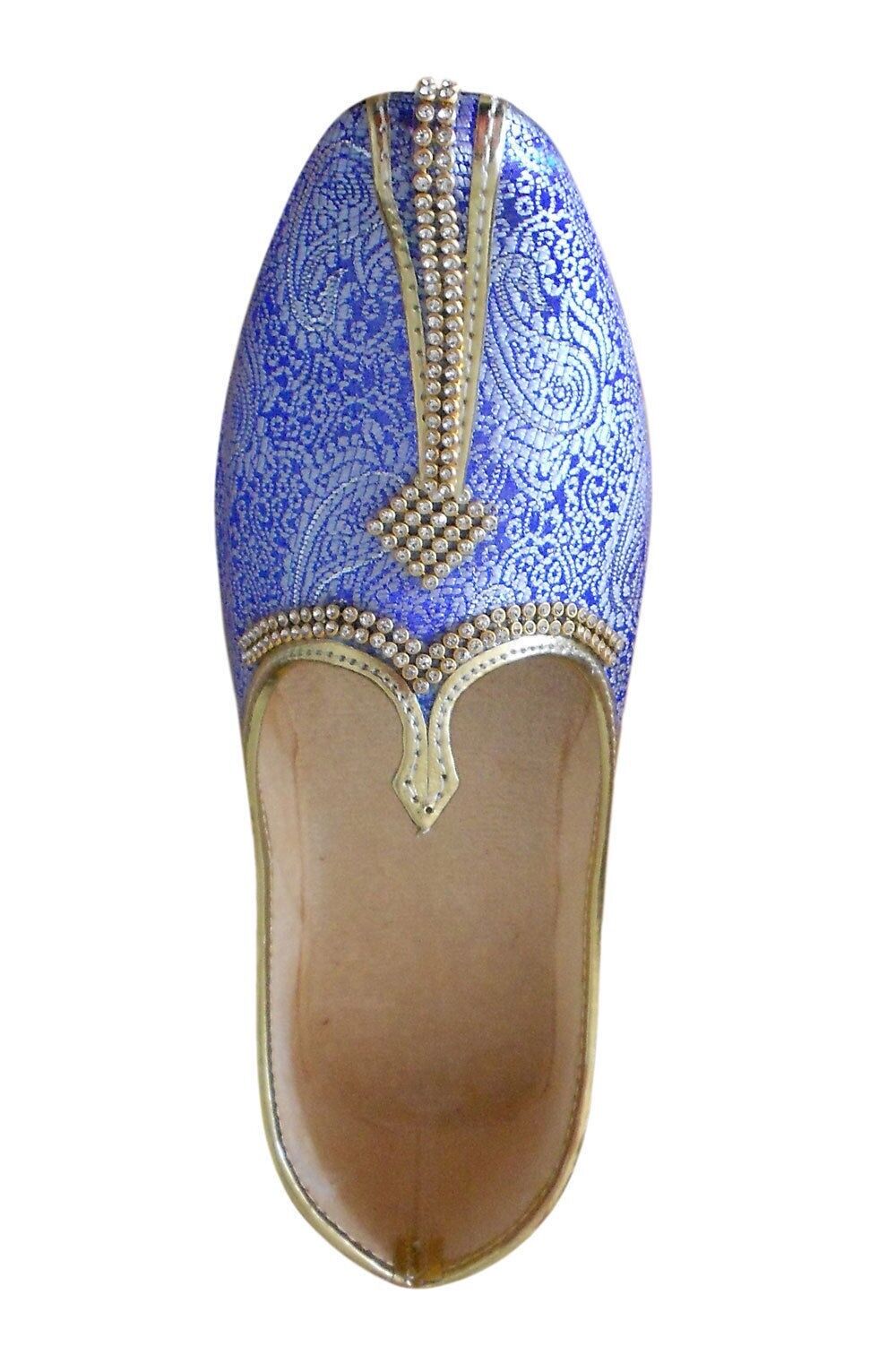 Men Shoes Handmade Groom Sky-Blue Jutties Loafers & Slip Wedding Mojaries Flip-Flops Flat US 6-11