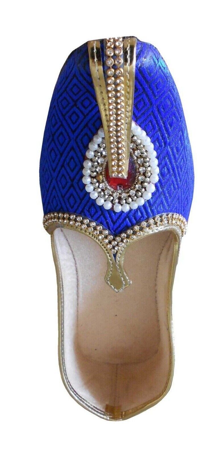 Men Shoes Leather Mojaries Blue Loafers & Slip Handmade Sherwani Jutties Flip-Flops Flat US 6-11