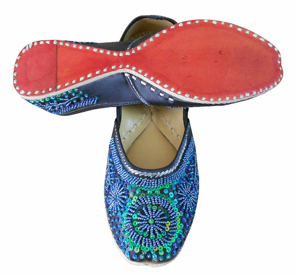 Women Shoes Traditional Handmade Jutties Wedding Leather Mojaries Flip-Flops Flat US 7