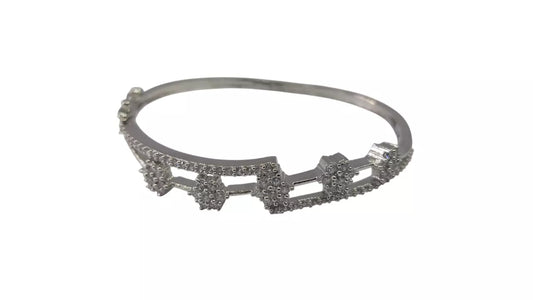 Women Bracelet Silver Oxidise Indian Jewelery Stone Kada Bracelet AD