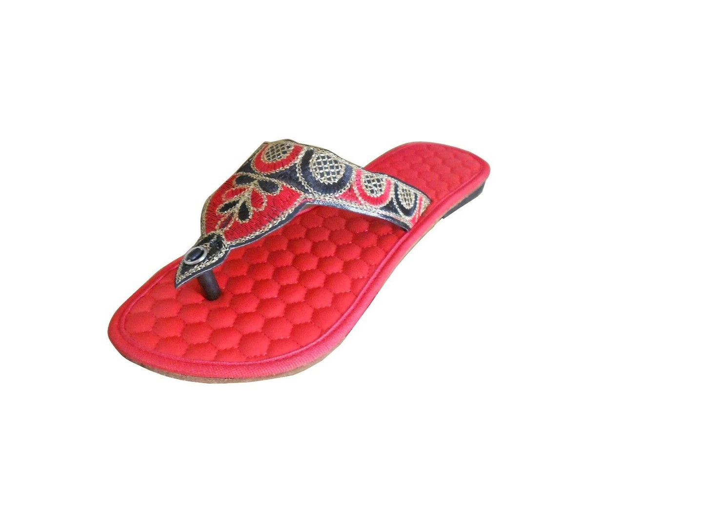 Women Slippers Indian Red Handmade Mojaries Slip Ons Leather Casual Jutties Flip-Flops Flat US 6-9