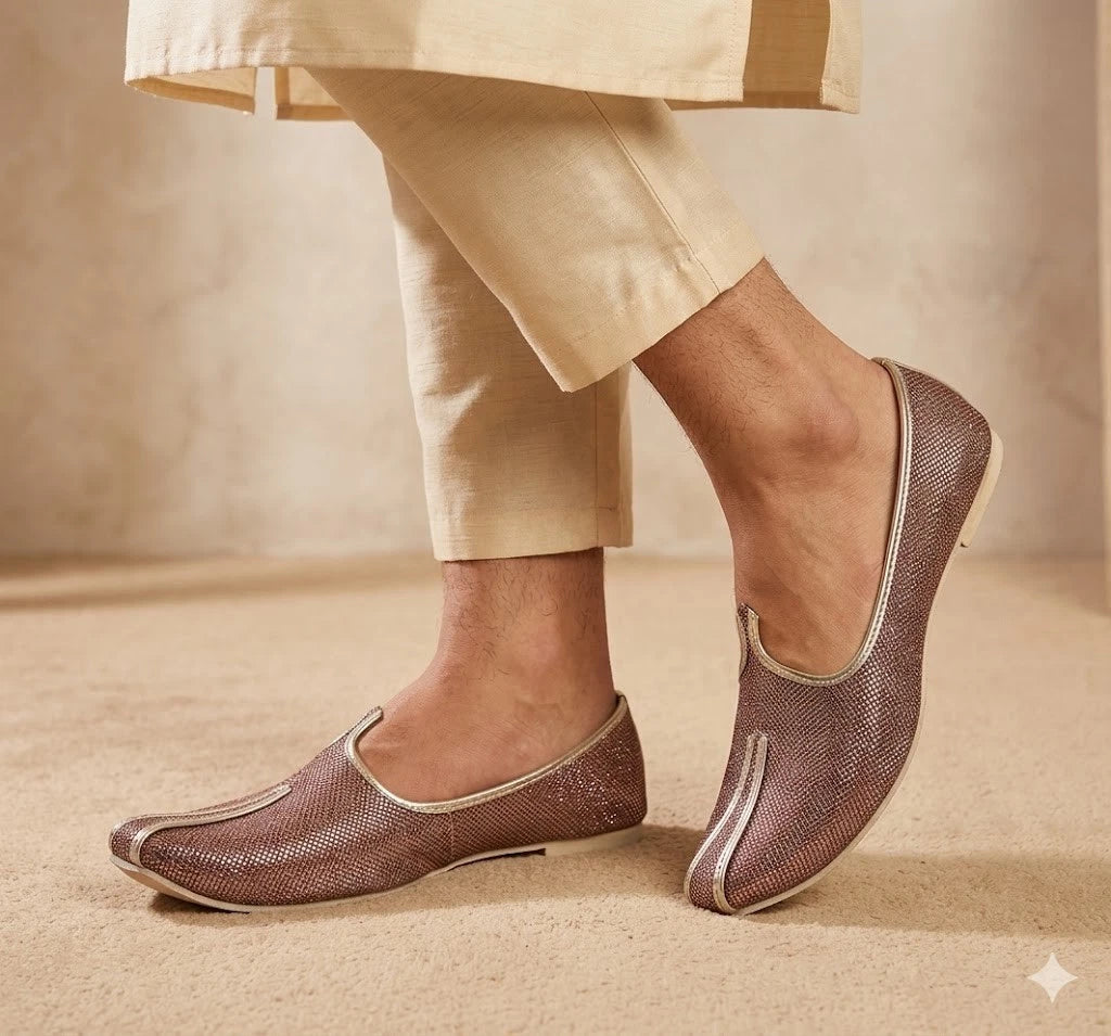 Groom Handmade Jutties Traditional Indian Brown Mojaries Flats