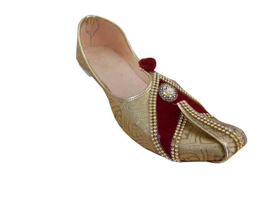 By Kalra Creations Men Shoes Indian Sherwani Handmade Punjabi Mojaries Khussa Golden Flip-Flops Flat US 6-7