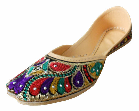 By Kalra Creations Women Shoes Traditional Jutties Indian Handmade Party Leather Mojaries Flip-Flops Flat US 5-7