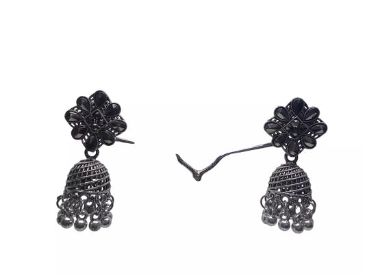 Women Earrings Brass Jewelry Indian Bollywood Style Silver Oxidised Bridal Brass Earrings By Kalra Creations