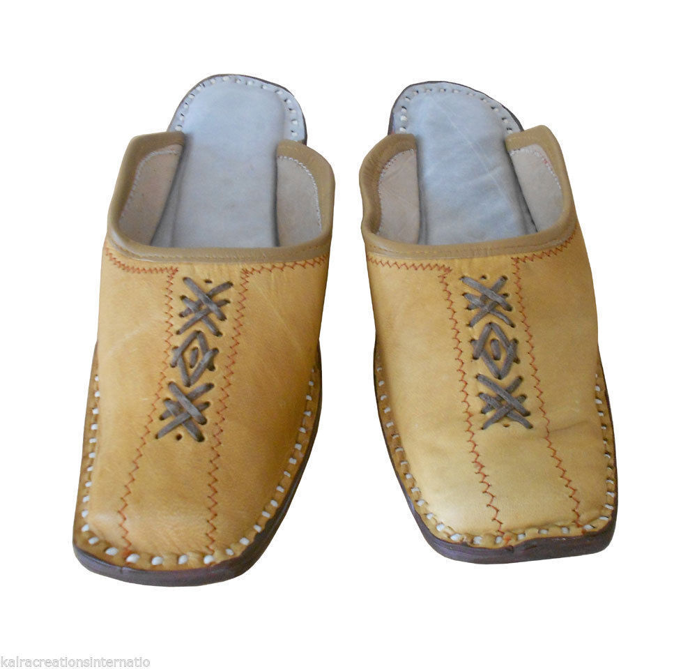 Men Slippers Traditional Camel Handmade Clogs Leather Khussa Camel Jutties Flip-Flops Flat US 6