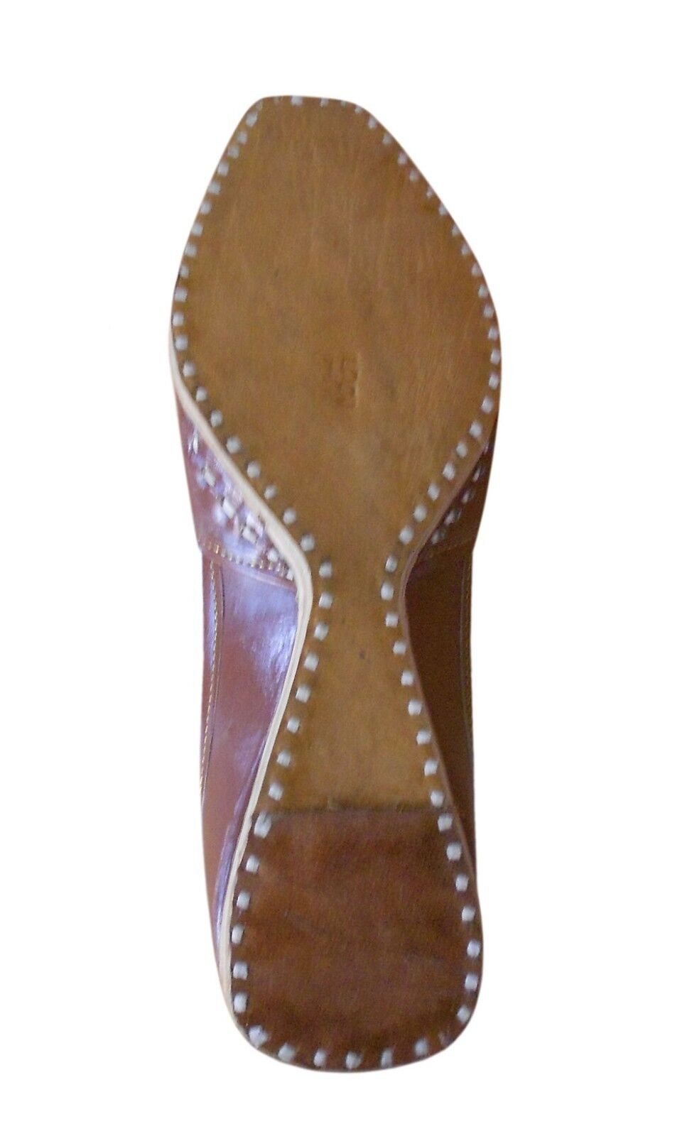 Men Shoes Indian Leather Mojaries Brown Handmade Khussa Espadrilles Jutties Flip-Flops US 7-9