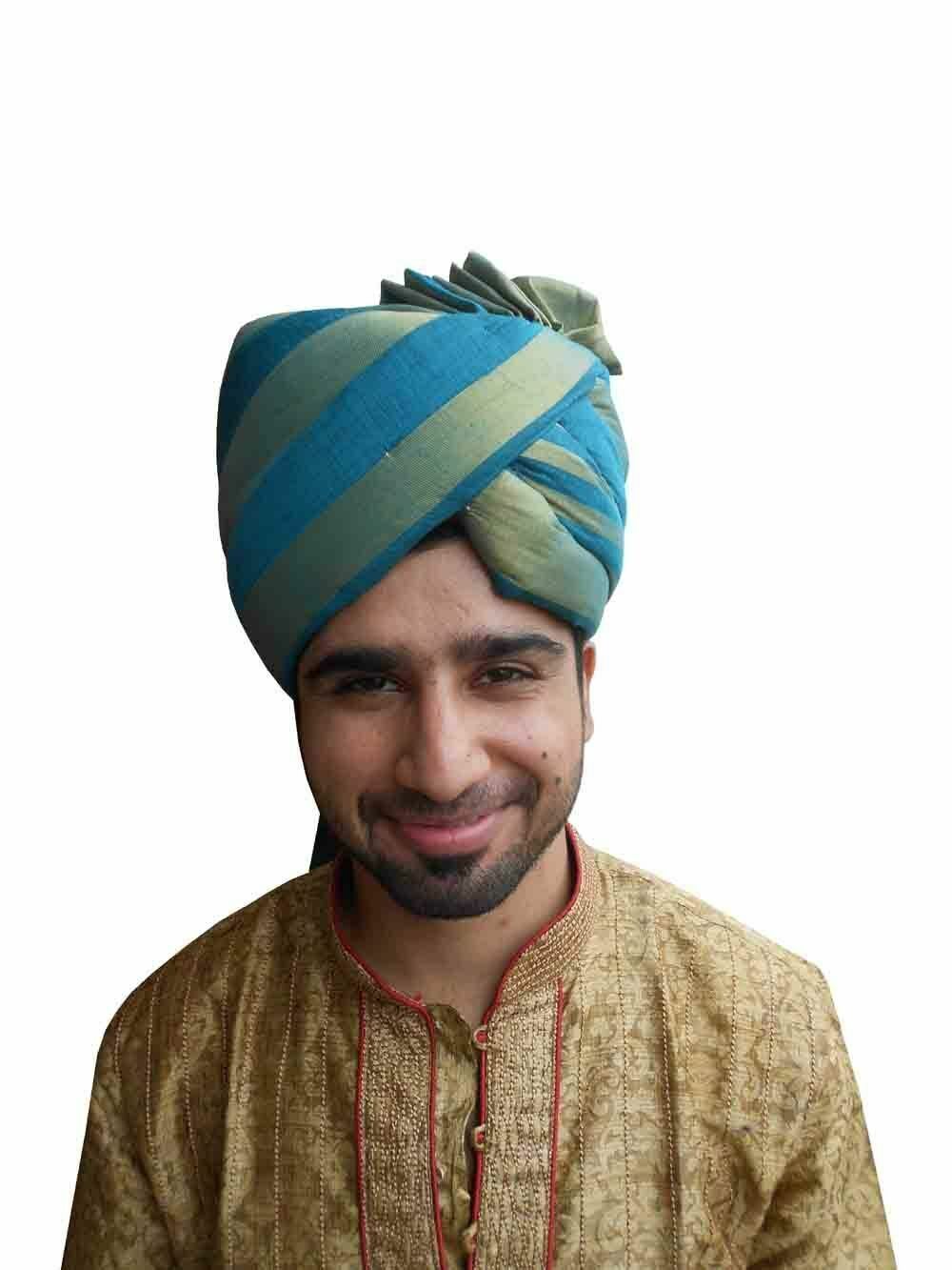 Men Hat Indian Wedding Sherwani Pagdi Groom Pag Handmade Turban Banarasi Safa