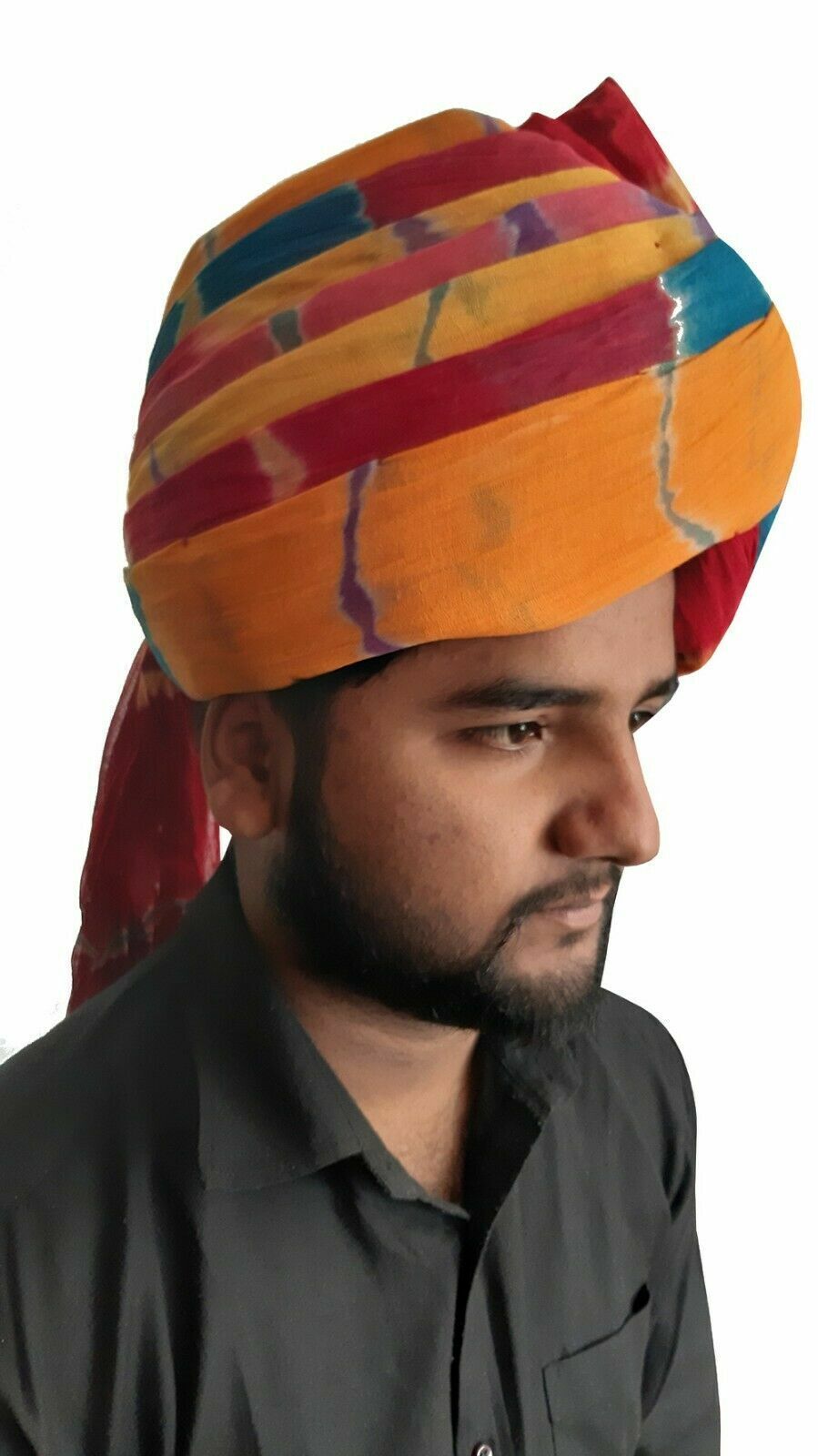 Men Hat Cotton Blend ndian Handmade Rajasthani Safa Pagri Large Pag 23"