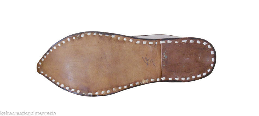 Men Shoes Handmade Jutties Indian Leather Mojaries Casual Camel Espadrilles Loafers & Slip Ons Flip-Flops Flat US 7