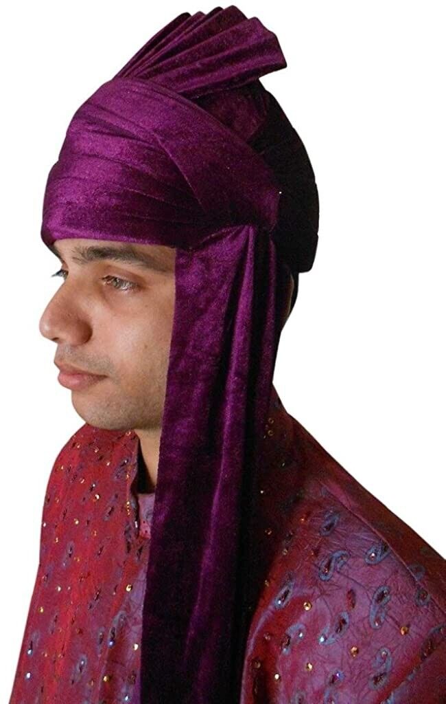 Men Hat Traditional Punjabi Turban Yellow Cotton Party Bhangra Pagri Top Large Pag