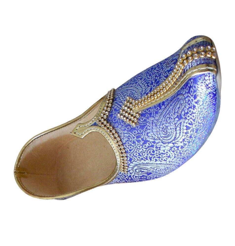 Men Shoes Handmade Groom Sky-Blue Jutties Loafers & Slip Wedding Mojaries Flip-Flops Flat US 6-11