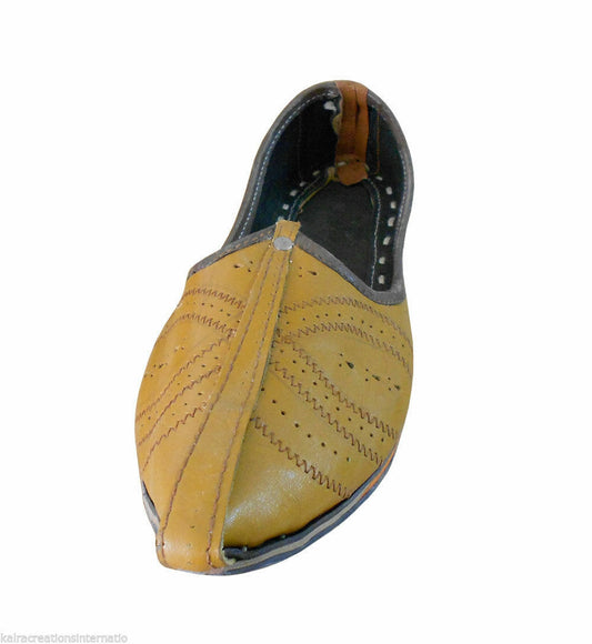 Men Shoes Handmade Mojaries Indian Khussa Leather Espadrilles Camel Jutties Flip-Flops Flat US 7