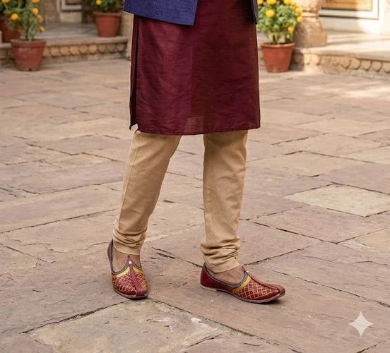 Handmade Leather Mojari Shoes for Men Brown Khussa Jutti