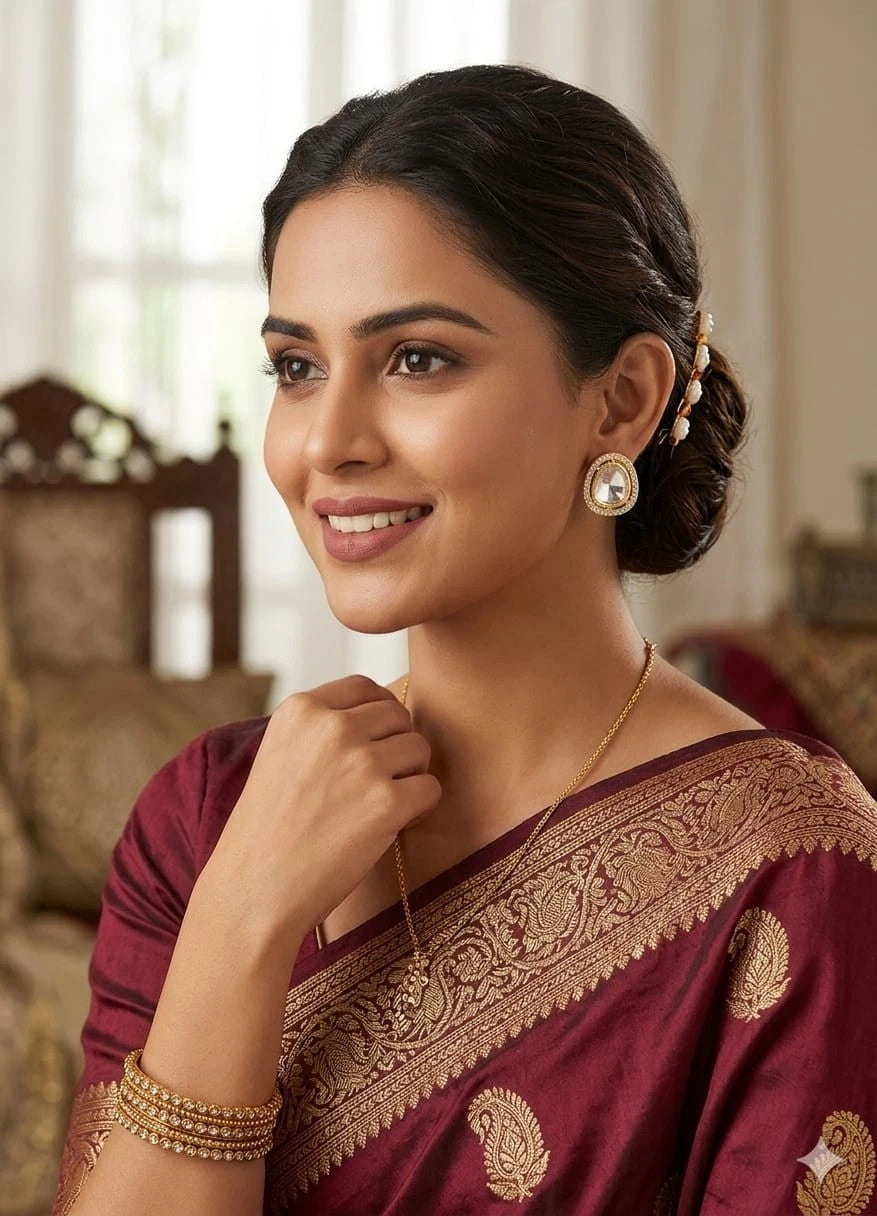 Women Earrings Rose Gold Plated Copper Tops