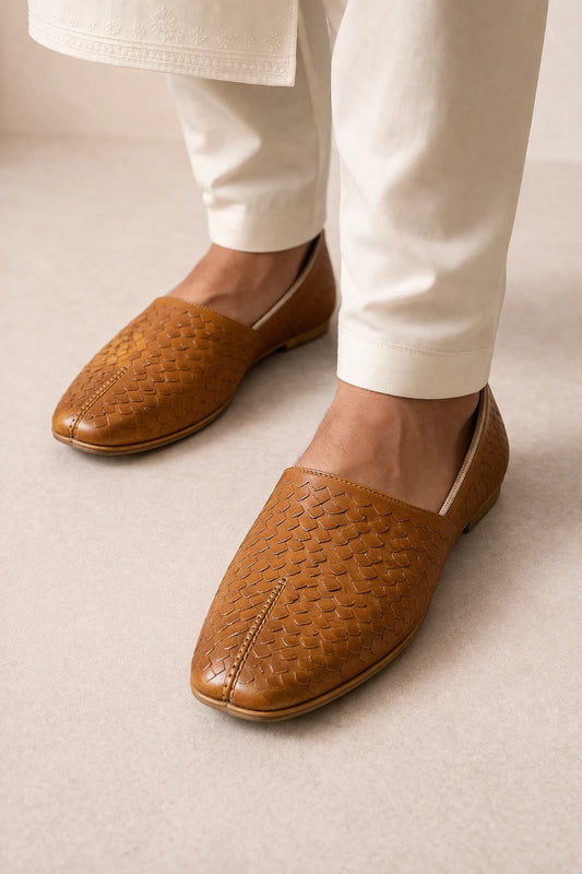 Men Handmade Brown Mojari Leather Shoes Jutti