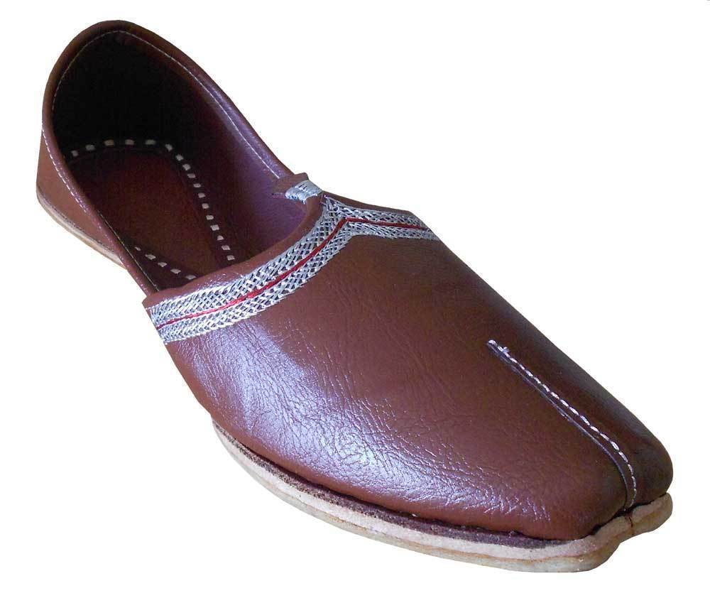 Men Shoes Casual Jutties Indian Khussa Handmade Leather Mojaries Flip-Flops Flat US 8-11