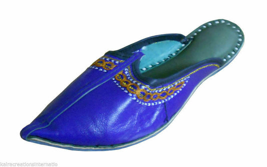 By Kalra Creations Women Slippers Indian Handmade Leather Mojaries Clogs Purple Jutties Flip-Flops Flat US 5
