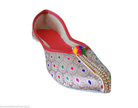 By Kalra Creations Women Shoes Indian Wedding Handmade Jutties Multicolor Mojaries Flip-Flops Flat US 5-8