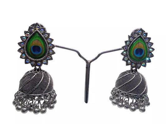 Jewelry Indian Bollywood Women Earrings Brass Style Bridal Brass Earrings Silver Oxidised By Kalra Creations