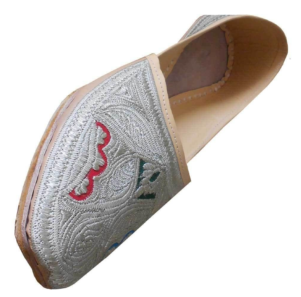 Men Shoes Traditional Leather Jutties Cream Wedding Loafers Mojaries Flip-Flop Flat US 8.5