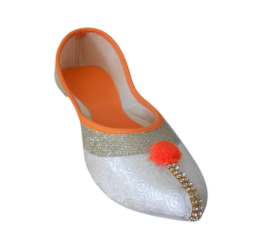 By Kalra Creations Women Shoes Indian Leather Jutties Handmade Wedding Casual Mojaries Flip-Flops Flat US 5-8.5