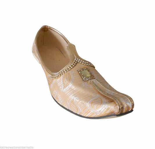 Men Shoes Indian Handmade Sherwani Mojaries Groom Jutties Wedding Khussa Flip-Flops Flat US 6/7