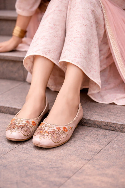 Handmade Bridal Jutti Baby Pink Ethnic Flats Mojari
