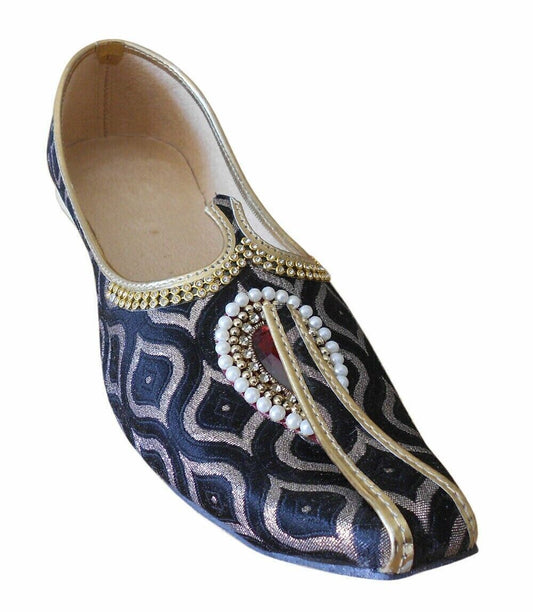 By Kalra Creations Men Shoes Designer Sherwani Mojaries Groom Black Flip-Flops Jutties Flip-Flops Flat US 7/9