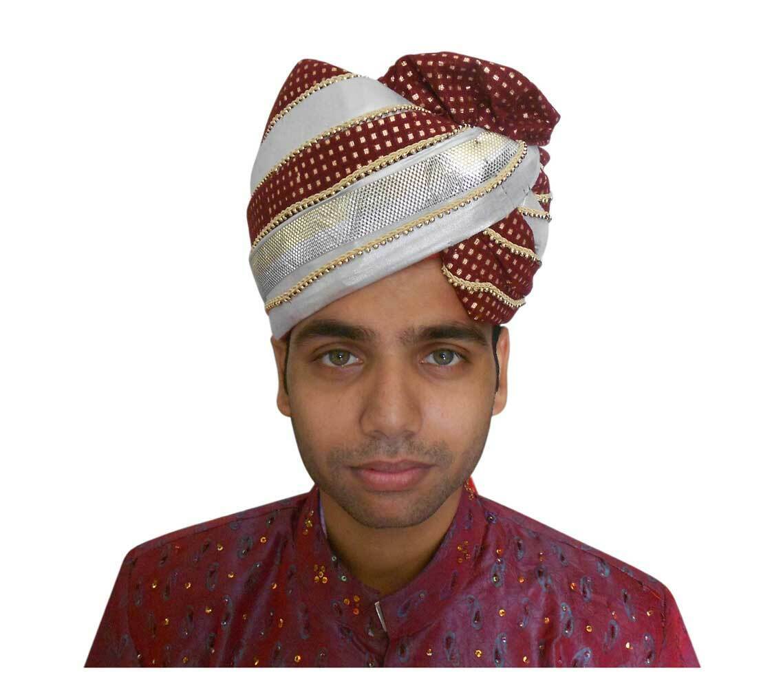 Men Hat Wedding Sherwani Groom Pagri Turban Indian Handmade Pag Top 22.25"