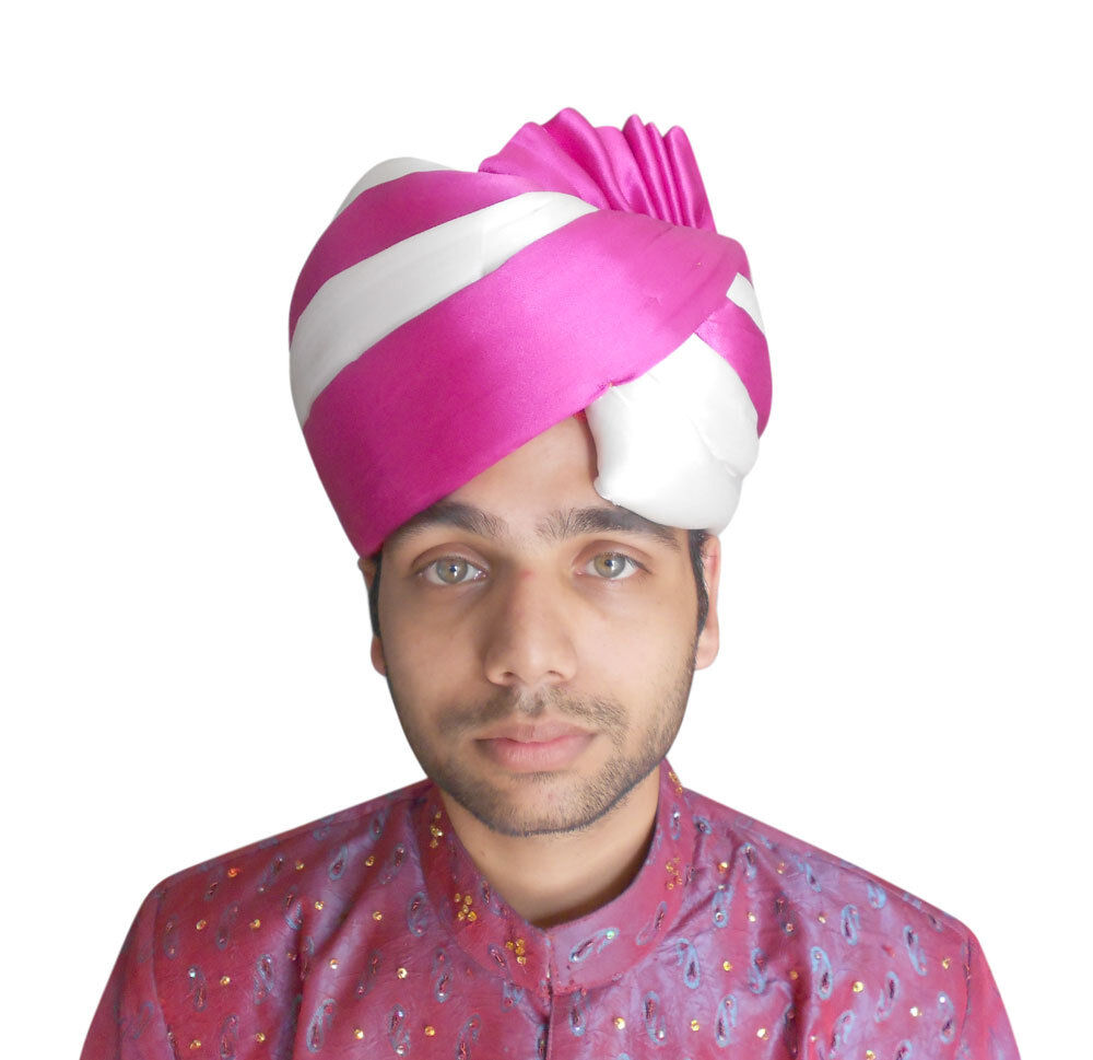 Men Hat Traditional Silk Blend Safa Handmade Indian Pagri Top Turban Pag