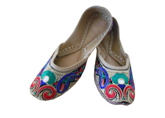 By Kalra Creations Women Shoes Indian Handmade Traditional Mojaries Leather Jutties Ballerinas Flip-Flops US 6.5
