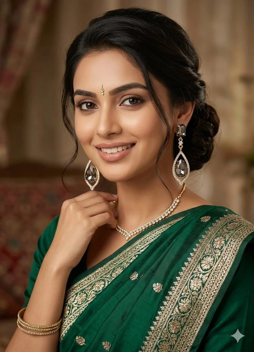 Women Jewelry Indian Rose Gold Tone Bridal Brass Earrings