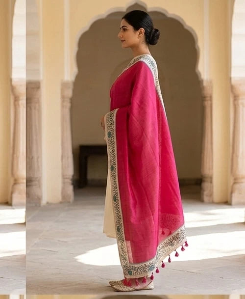 Wedding Dupatta for Casual Red Bridal Silk