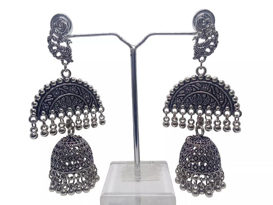 Indian Style Bridal Brass Women Earrings Brass Jewelry Bollywood Silver Oxidised By Kalra Creations
