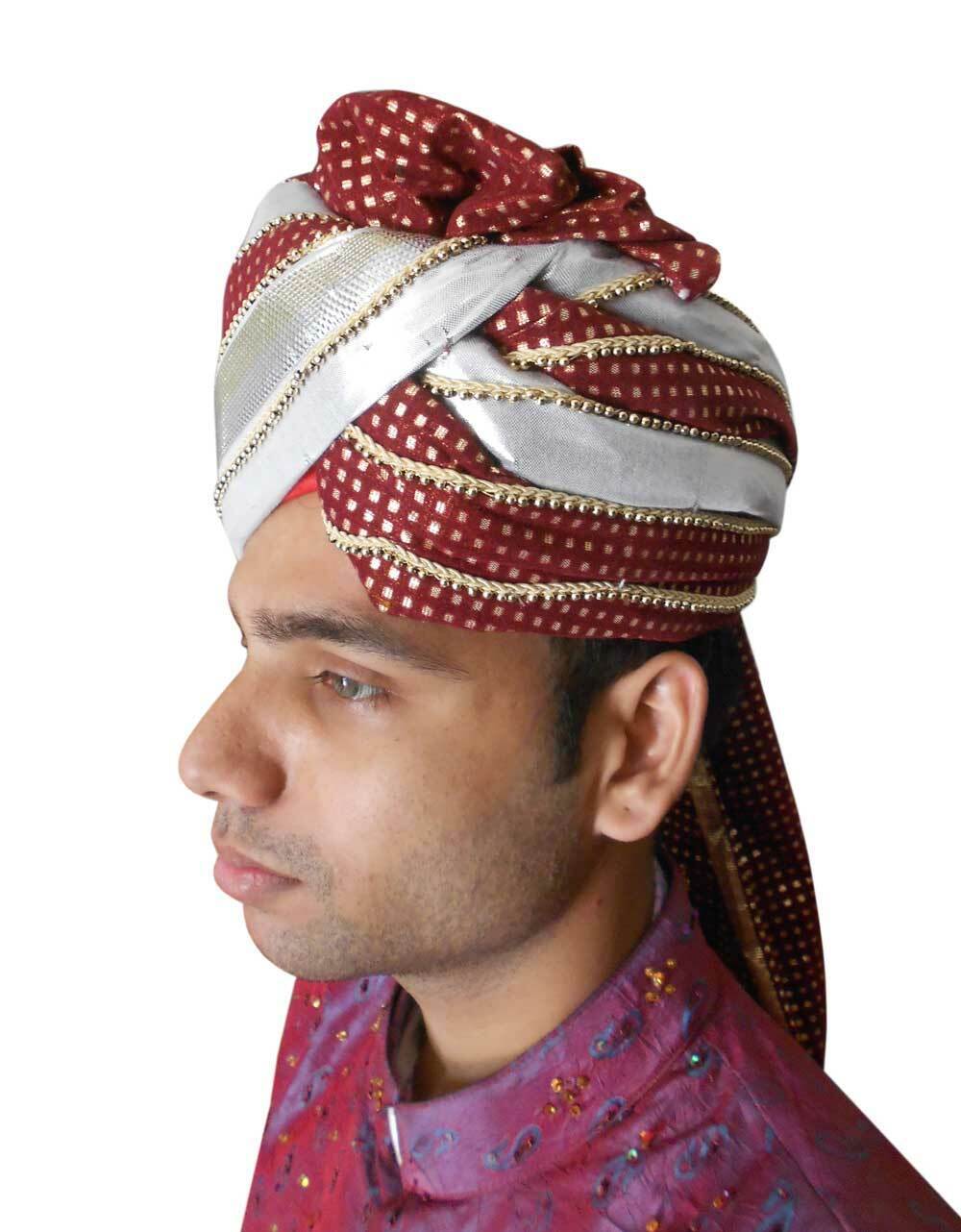 Men Hat Wedding Sherwani Groom Pagri Turban Indian Handmade Pag Top 22.25"