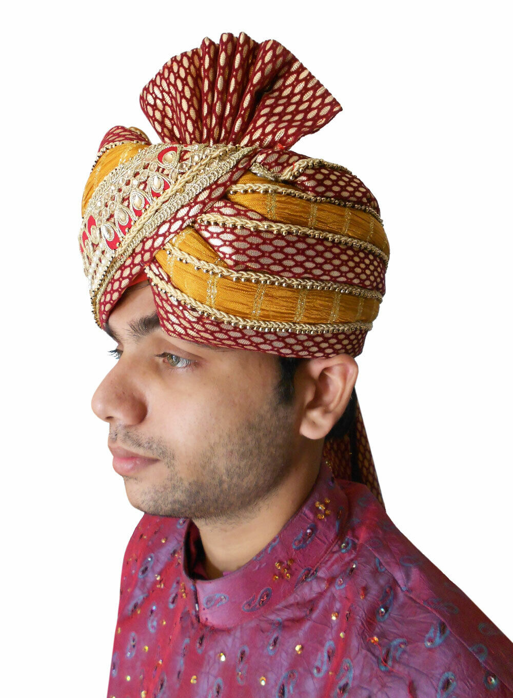 Men Hat Indian Sherwani Turban Handmade Pagri Top Wedding Groom Pag Safa