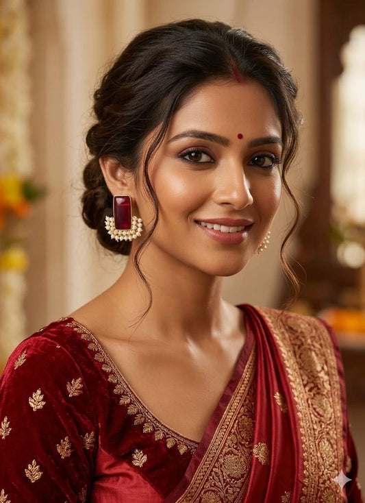 Women Jewelry Indian Gold Tone Bridal Brass Earrings